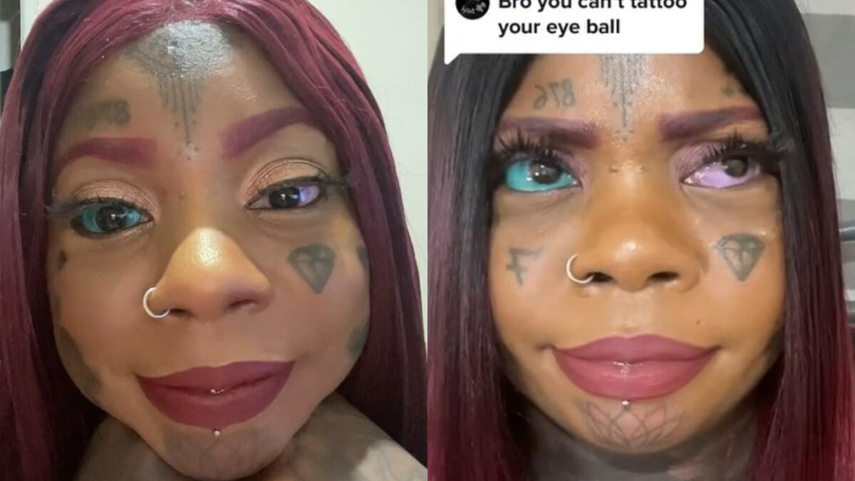 La mujer se tatuó los globos oculares
