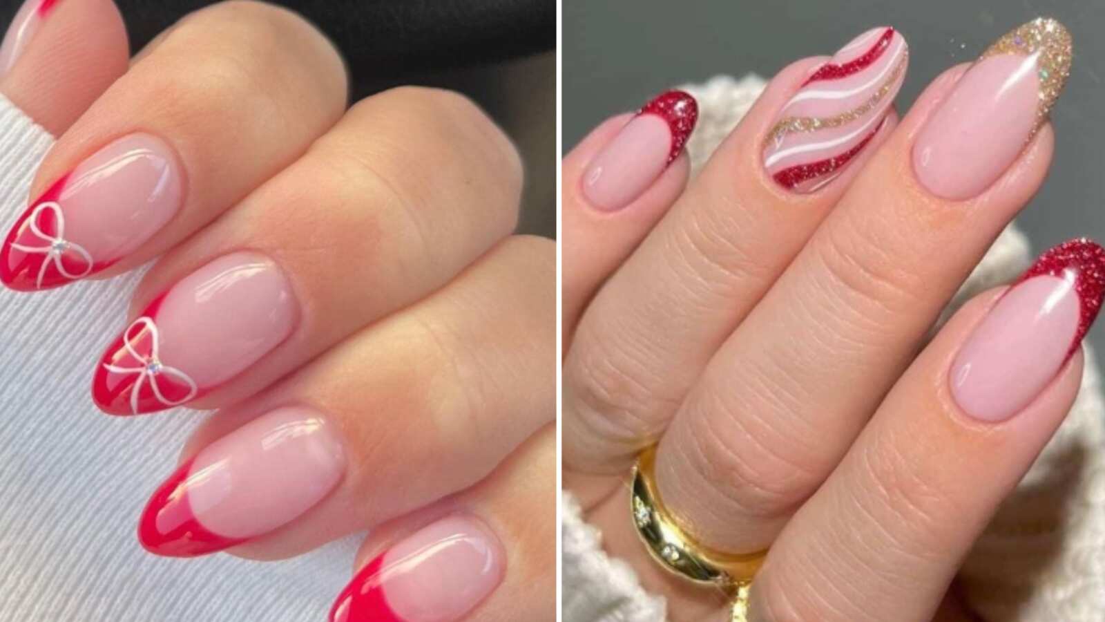Uñas francesas navideñas