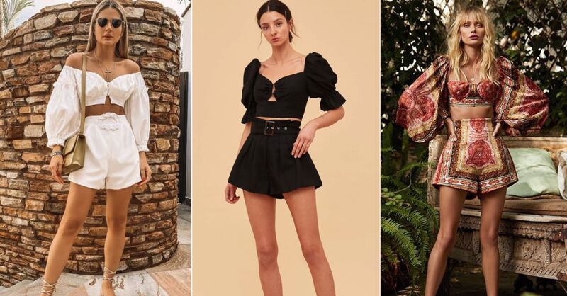 Total look de blusas gitanas con shorts