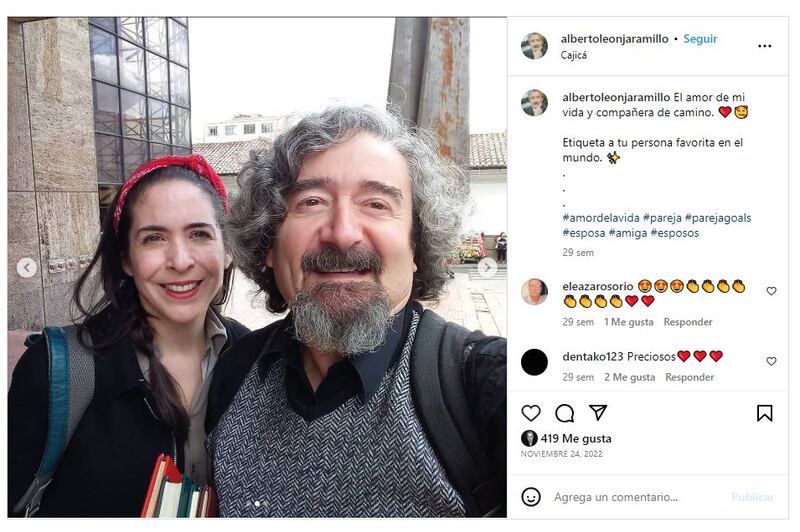 Alberto León Jaramillo junto a su pareja, Meridiana Sandoval