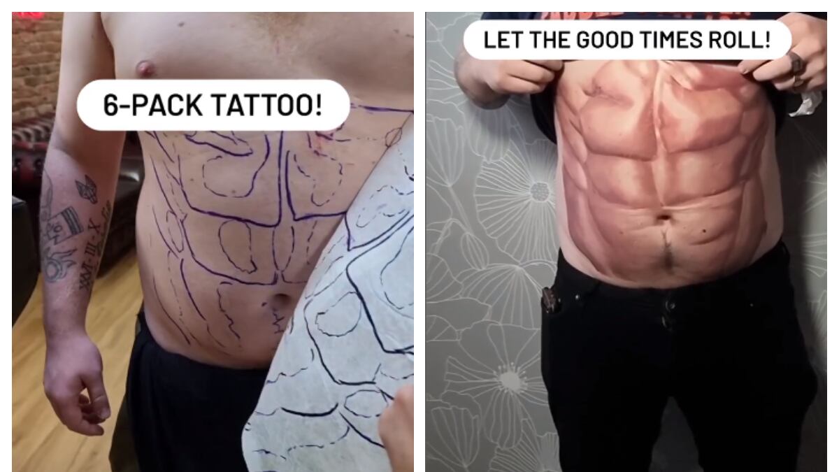 Joven se tatuó los abdominales. “Fue el pedido más inusual”. dijo el tatuador.