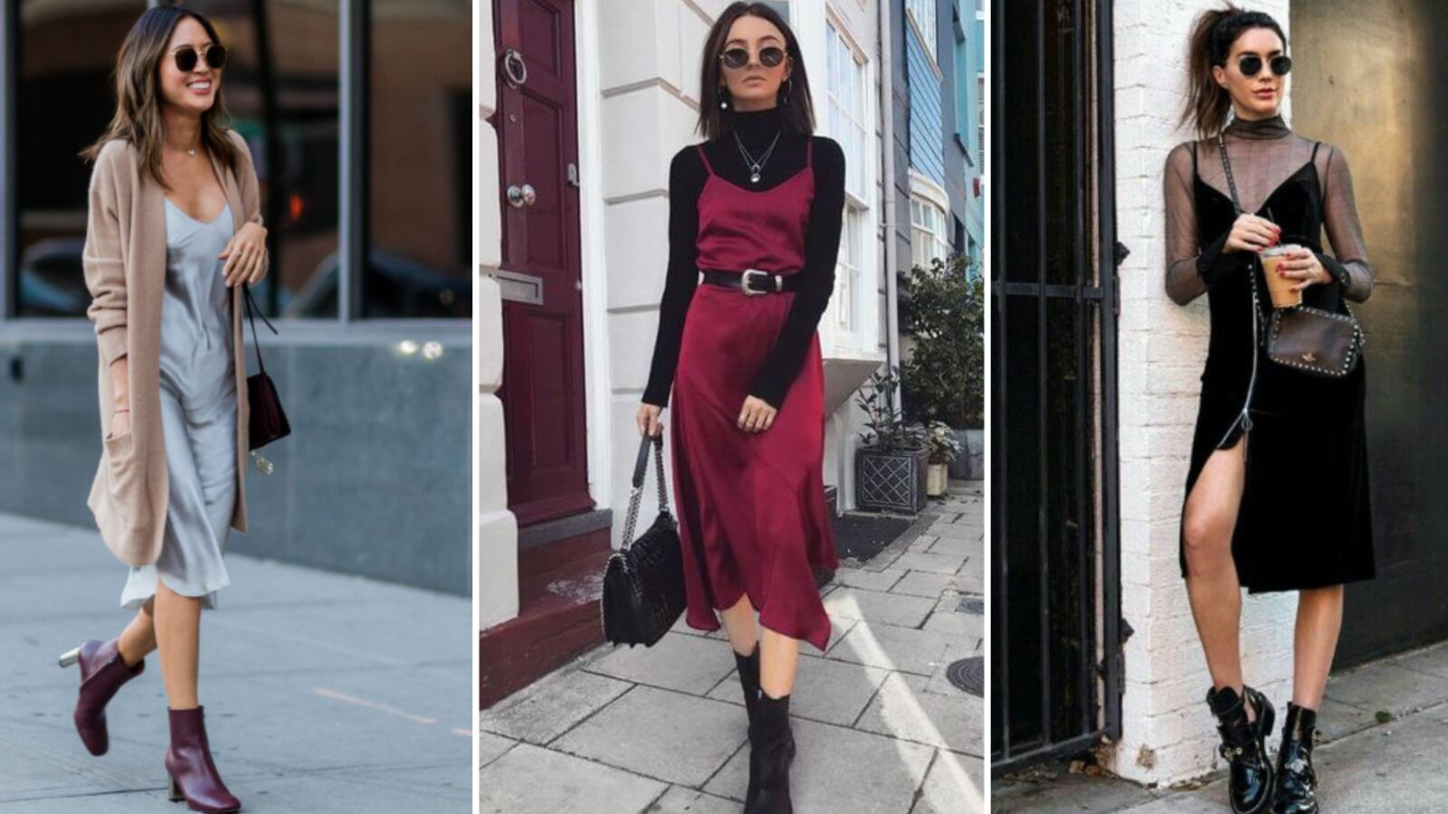 Vestido lencero con botas