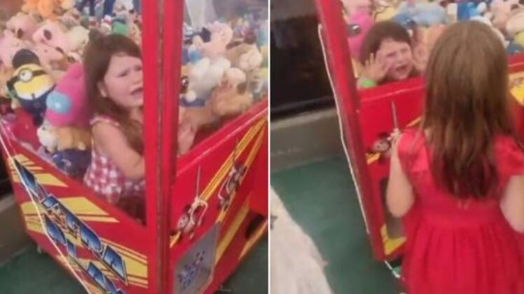 La niña quedó atrapada en la máquina