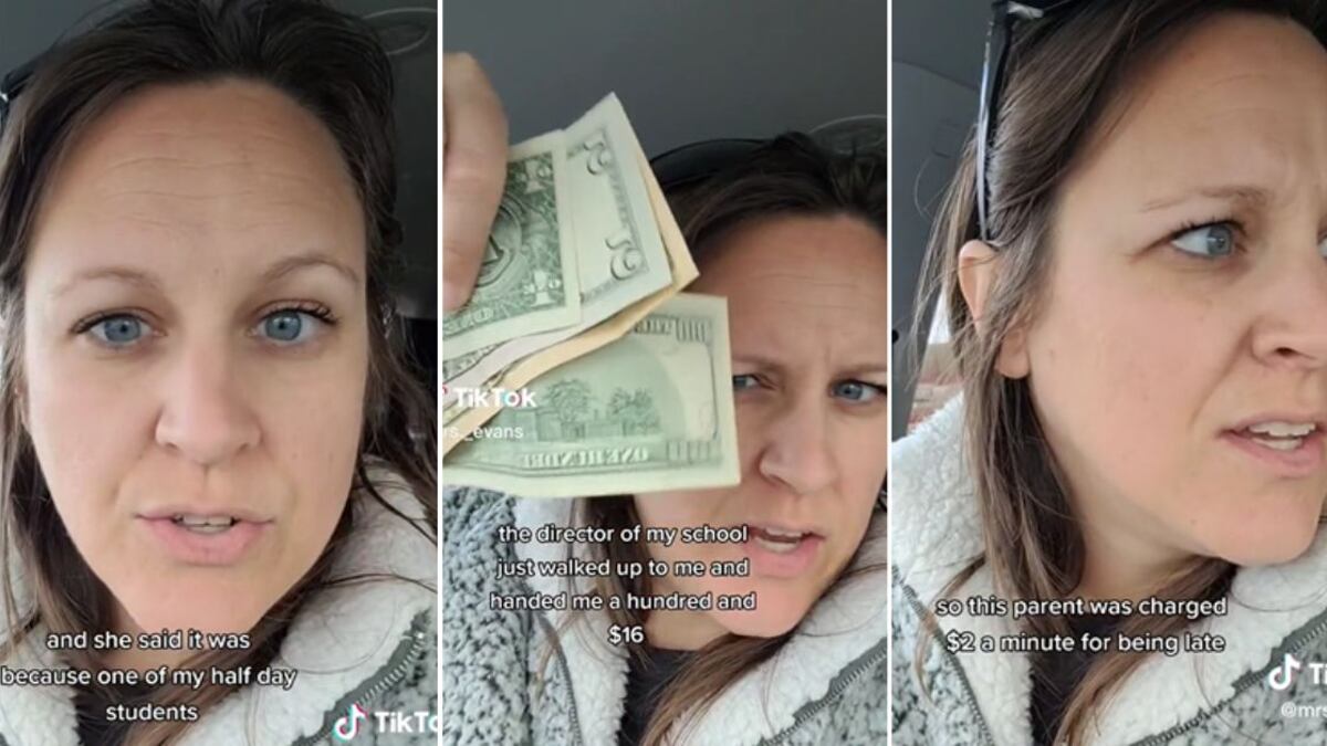 Kristin Evans, contó en su cuenta TikTok que su escuela le pagó 116 dólares debido a que uno de sus estudiantes había sido recogido por sus padres tarde.